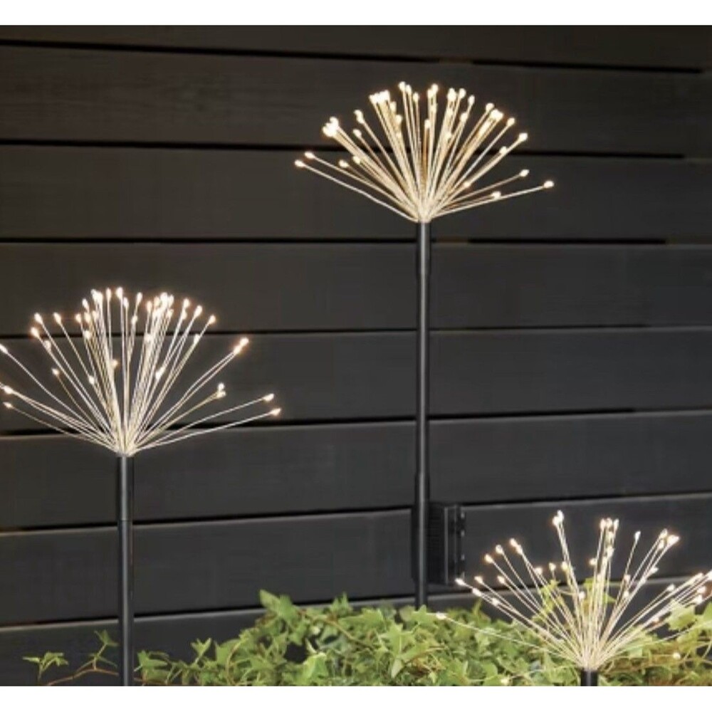 3pk Starburst Dandelion LED Outdoor Stake Lights Threshold Black White New